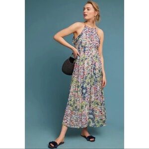Anthropologie Floral Halter Maxi Dress in Multicolor